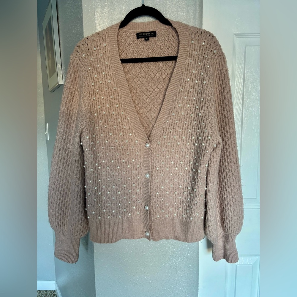 Joseph Women's Pearl Embellished Cardigan - Tan Size L